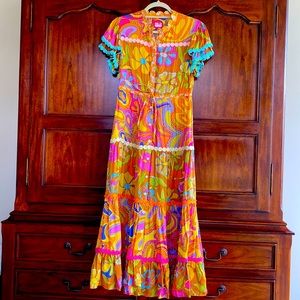 Celia B Lobelia dress size L in her amazing cotton detailed vibrant print .